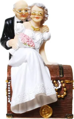 Produktbild von Spardose Senioren Hochzeitspaar auf Schatztruhe mit Pfropfen