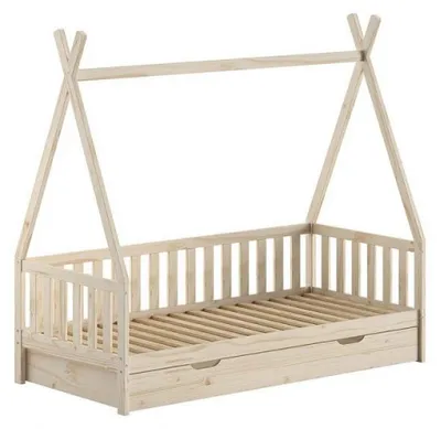 Image de Vipack Lit tipi avec tiroir naturel 90x200