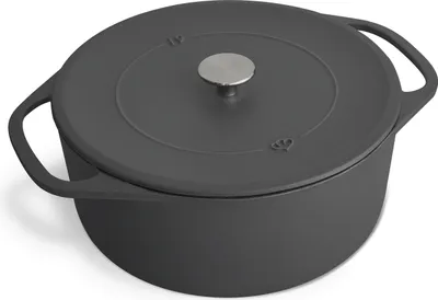 Produktbild von SPRINGLANE Cocotte mit Deckel, Grau, rund, 28 cm, 6 L, Gusseisen Bräter, Schmortopf Induktion