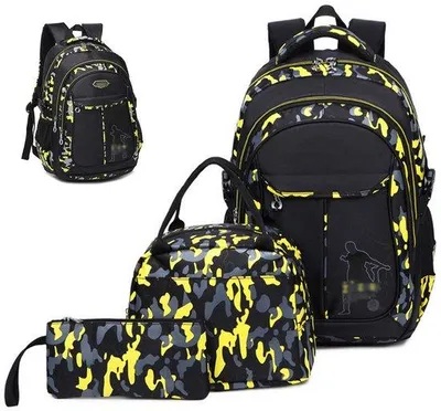 Produktbild von Schulrucksack für Jungen, Jugendliche, schwarz und gelb