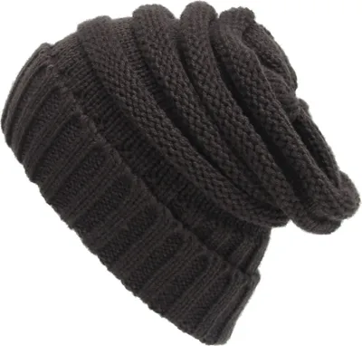 Produktbild von ASKSA Strickmütze Damen Slouch Beanie Mütze Street Style Grobstrick Wintermützen Klassische Weiche Beanie, Dunkelgrau