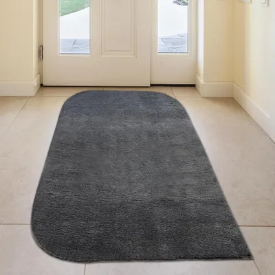 Obrázok produktu pre Jednofarebný koberec s zaoblenými rohmi – antracitová farba, rozmery: 80 x 150 cm