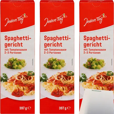 Produktbild von Jeden Tag Spaghetti mit Tomatensauce 3er Pack (3x397g Packung) + uay Block