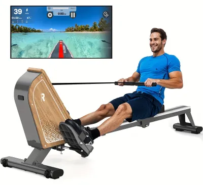 Immagine prodotto di Cyclette da vogatore – Cyclette da vogatore magnetica – 16 livelli di resistenza – Schermo LCD con Bluetooth – Peso massimo supportato: 150 kg
