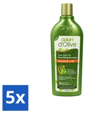 Image de 5 x Shampooing D'Olive pour cheveux secs et abîmés, réparateur, 400 ml - Pack avantageux - 5 pièces