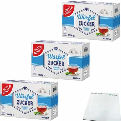 Produktbild von Gut & Günstig Würfelzucker 3er Pack (3x1Kg Packung) + usy Block