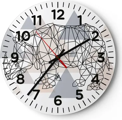 Produktbild von Wanduhr - Rund - Glasuhr - Tier Abstraktion - 30x30cm - Schleichendes Uhrwerk - Lautlos - zum Aufhängen bereit - Dekoration Modern - Wanddekoration aus Glas - C4AR30x30-4060