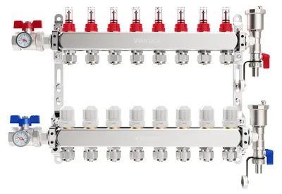 Fußbodenheizungs-Verteiler, 8 Kreise, 210-235 mm, Eurokonus
