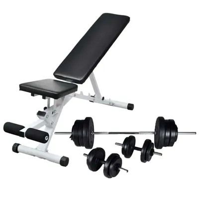 Obrázok produktu pre Posilňovacia lavica, jednoručné a obojručné činky 60,5 kg