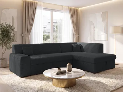 Produktbild von AX LIVING Ecksofa Schwarz Lucera 260 cm Schlafsofa mit Bettkasten R