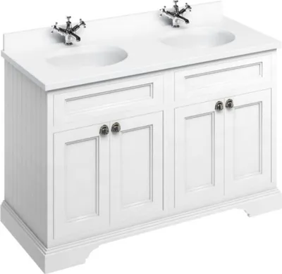 Image de Casa Padrino Armoire / lavabo double avec plateau en marbre et 4 portes 130 x 55 x H. 93 cm