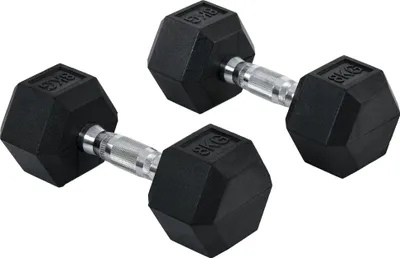 Obrázok produktu pre Fortuna Lai Hexagon činky, sada 2 ks, liatinové činky, rúčka s vroubkovaním, sada činiek, sada činkových závaží, kov, guma, čierna, 2 x 8 kg