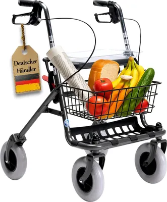 Produktbild von FabaCare Rollator mit Vollausstattung, Gehhilfe faltbar, Standardrollator 286i, Farbe Carbon
