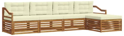 Immagine prodotto di vidaXL Set divani da esterno con cuscini 5 pezzi Naturale e Crema