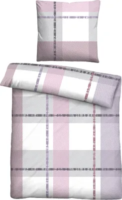 Produktbild von Traumhaft schlafen - Castell - Markenbettwäsche Nicki Bettwäsche 0380746 KARO-STREIFEN-MIX color: viola, size: 1x 135x200 cm + 1x 80x80 cm