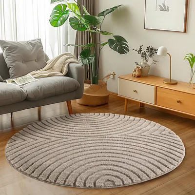 Obrázok produktu pre Carpetsale24 Vysoký Chlup Koberec do Obývacího Pokoje, Skandinávský Boho Styl, 3D Optika, M?kký a Hebký Shaggy, Velikost: 200 cm kulatý