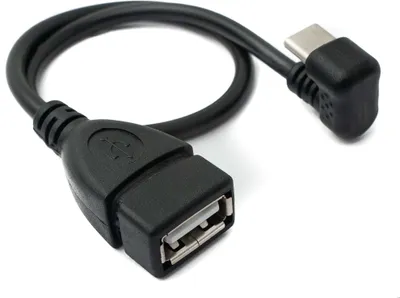 Produktbild von SYSTEM-S USB 3.1 Kabel 30 cm Typ C Stecker zu 2.0 A Buchse 180° Winkel Adapter in Schwarz