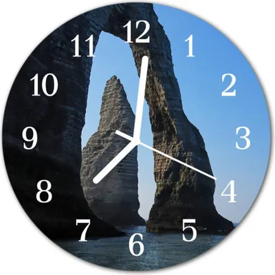 Produktbild von Glasuhr Wanduhr Küchenuhr Echt-Glas 30fi cm Felsen blau