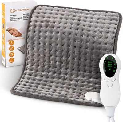 Produktbild von HEIMWERT Wärmekissen Heizkissen mit Abschaltautomatik - Sofortwärme in 10 Stufen bis 100 Watt mit Timer - 30x40 cm ideal für Rücken Schulter Nacken Bauch I elektrisches Wärme Kissen heating pad