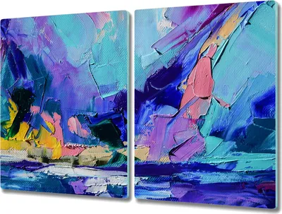 Produktbild von Coloray Hackbrett Kochplattenabdeckung Herdabdeckplatte 2x40x52 cm Schneidebrett Küchenbrett - abstrakte Farbe