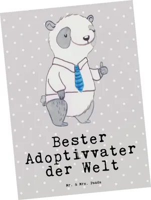 Produktbild von Mr. & Mrs. Panda Grußkarte Panda Bester Adoptivvater der Welt - Grau Pastell - Geschenk, Kunstkarten, Geschenkidee, bildkarte, Ansichtskarte, Postkarte, Adoptiert