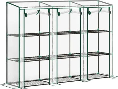 Produktbild von Mini Gewächshaus - Garten-Gewächshaus - 3 Ablagen - Transparente Abdeckung - Wasserdicht - Kompakt - Weiß