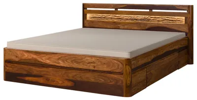 Produktbild von MASSIVMOEBEL24.DE Bett mit Schubladen Sheesham 200x200x90 walnuss gewachst TORONTO LUX #259