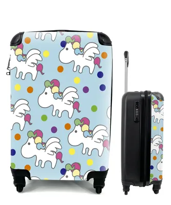 Produktbild von MuchoWow® Koffer Handgepäck Trolley Rollkoffer Kleine Reisekoffer mit 4 Rollen - Einhorn - Muster - Kind - Cabin Size < 55x40x23 cm & 55x40x20 cm - Kinderkoffer - Kabinenkoffer - Boardgepäck - Reise-Box - Reisekoffer - Reisegepäck - Koffer mit Bild - Trolley für Kinder