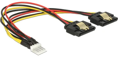 Obrázek produktu pro DeLOCK 85236, 0,2 m, Floppy (4-pin), 2 x SATA 15-pin, Samec, Samice, Přímý