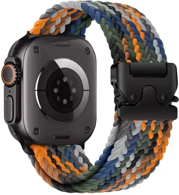 Produktbild von Stravo Elastisches Nylon-Uhrenarmband – für Apple Watch Ultra 49 mm, Serie 46/45/44/42 mm & SE – Atmungsaktiv mit Doppelknotenverschluss – Camouflage