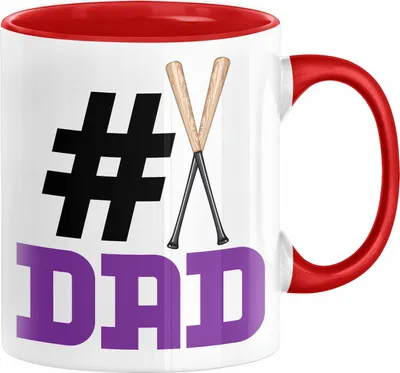 Produktbild von Baseball-Spieler Nummer 1 Dad Vater Tasse Geschenk Baseball Papa Geschenkidee Bester Papa Der Welt Vatertag Lustige Geschenkidee (Rot)