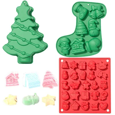 Produktbild von 3er Set Silikonform Weihnachten 33 Hohlräume für Schokolade & Gebäck