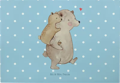 Produktbild von Mr. & Mrs. Panda Frühstücksbrett Papa Bär - Blau Pastell - Geschenk, Vorbild, Hackbrett, Muttertag, Schneidplatte, jausenbrett, Vatertag, Geburtstag, Servierplatte