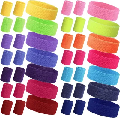 Productafbeelding van Zweetbanden set - 42 stuks met sporthoofdbanden en polsbandjes voor outdoor sport