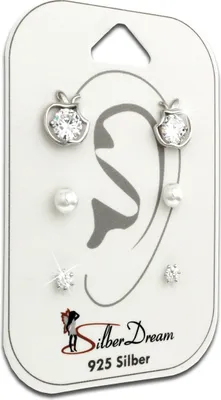 Produktbild von SilberDream Set 3er Ohrringe Ohrstecker 925 Silber Zirkonia Kunstperle SDS601WJ