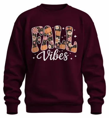 Productafbeelding van Herfstgevoel, herfst, pompoen, bloemen, boho, vintage, bloemenprint, gezellig, uni sweatshirt, trui, bordeauxrood, 3XL
