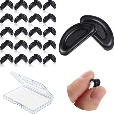 Imagen del producto de 24 pares de almohadillas nasales autoadhesivas de silicona suave, en forma de "D", antideslizantes, para gafas y gafas de sol, de 15 mm, color
