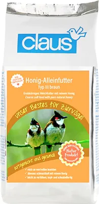 Zdjęcie produktu dla Honig-Alleinfutter III braun -miękki pokarm z czystym miodem dla tukanów, gwarków, szpaków i innych żywiących się owadami i jagodami 500g