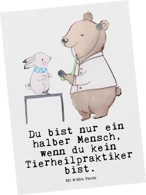 Produktbild von Mr. & Mrs. Panda Postkarte Tierheilpraktiker Herz - Weiß - Geschenk, Grußkarte, Ansichtskarten, Fotokarte, Postkarten, Ansichtskarte
