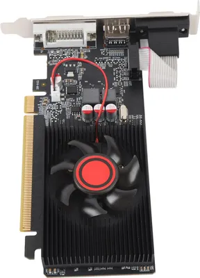 Image de carte graphique de jeu 1 Go DDR3 64 bits PCIe 2.0 16x pour PC avec interface multimédia HD (VGA) et connexion DVI, refroidissement par un ventilateur