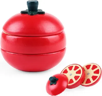 Productafbeelding van Magnetisch speelgoed van hout, met groenten, fruit, bestek en keukengerei, voor kinderen, educatief speelgoed, model: tomaat