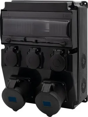 Immagine prodotto di Distributore nero CAJA 12M SCENIC - prese diritte 16A/3P, 32A/3P, 3x230V F3.2900