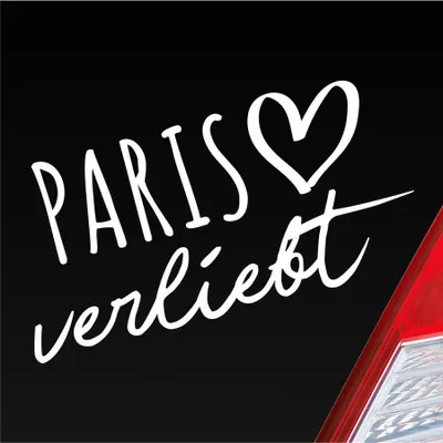 Produktbild von Auto Aufkleber Paris verliebt Herz Stadt Heimat Liebe Car 19x10 cm Weiss Glanz Sticker Heckscheibenaufkleber