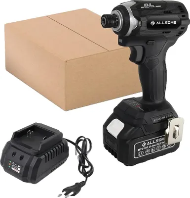 Zdjęcie produktu dla Wiertarko-wkrętarka udarowa, silnik bezszczotkowy, lampa robocza LED, 1 akumulator, 1 ładowarka