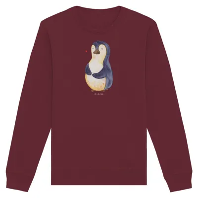 Produktbild von Mr. & Mrs. Panda Bio Pullover Pinguin Diät Größe L - Burgundy - Geschenk, Sweatshirt, Pulli, Abnehmen, Pinguine, Baumwoll, Sweater, glücklich