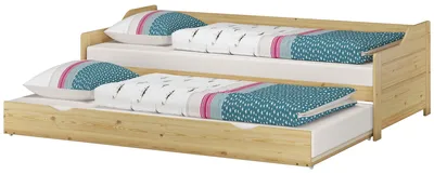 Produktbild von Sofabett Couchbett Wohnbett 90x200 Einzelbett Bettkasten Kiefer Zubehör wählbar V-60.34-09Rollrost und Matratze inkl.