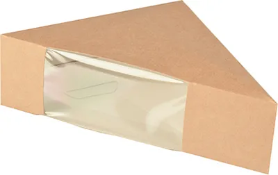 Produktbild von 500 Papstar Sandwichboxen, Pappe mit Sichtfenster aus PLA 12,3 cm x 12,3 cm x 5,2 cm braun 85691
