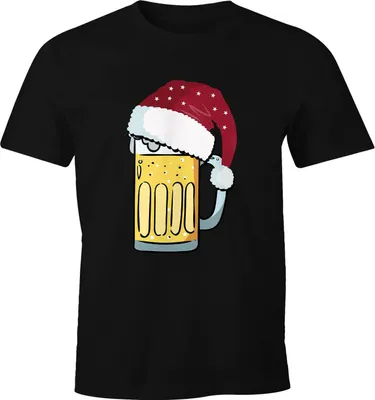 Produktbild von Herren T-Shirt Weihnachten lustig Bier Trinken Bierglas Weihnachtsmotiv Fun-Shirt Alkohol Moonworks® schwarz L