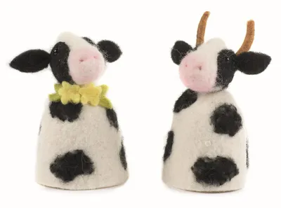 Produktbild von Eierwärmer Tiermotiv [ 2er Set Kühe ] für den fröhlichen Frühstückstisch