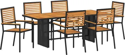 Produktbild von vidaXL Garten Essgruppe 7 pcs Schwarz und Braun Poly-Rattan